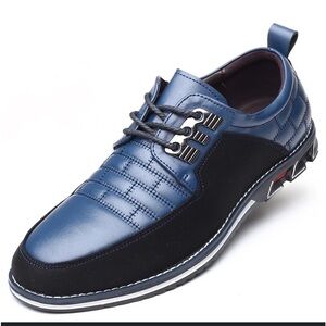 Cosidram navy blue leather comfy mens casual office shoes size 40 7 men